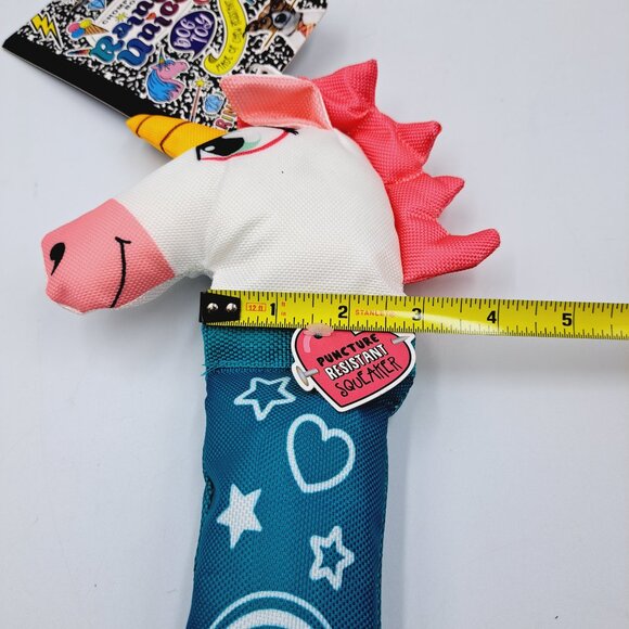 Chew Resistant Rainbow Unicorn Squeaky Crinkle Texture Dog Small Animal Pet Toy - Picture 6 of 7